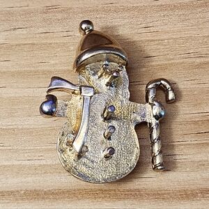 Vintage Allison Reed Gold Snowman Brooch